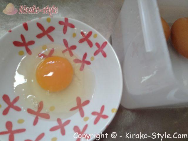 ヨーグルトメーカー発酵美人で温泉卵を作る　1時間経過の温泉卵