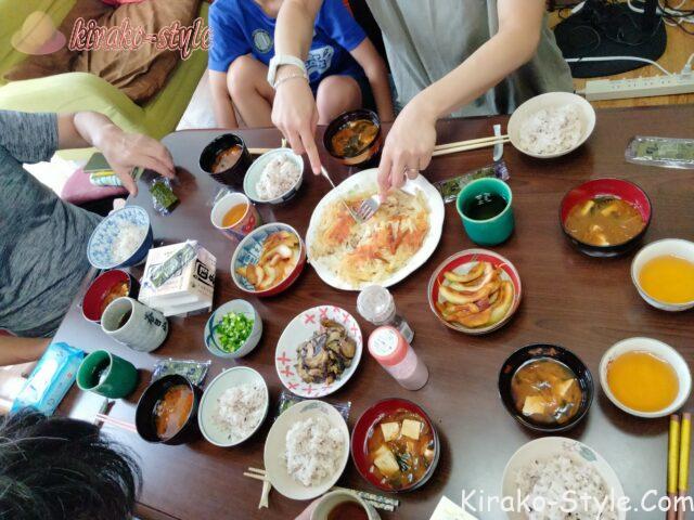 娘一家　お盆　朝食