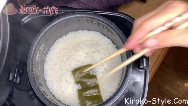 備蓄米を精米後　炊飯