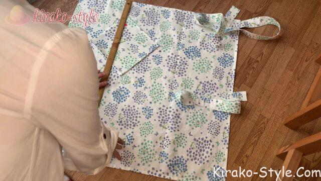 四角のワンショルダーエプロン　手作り　型紙なし