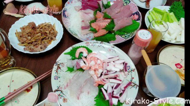 お盆　娘一家　夕食