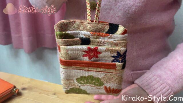 着物リメイク　帯地からお財布　羽織紐ループ