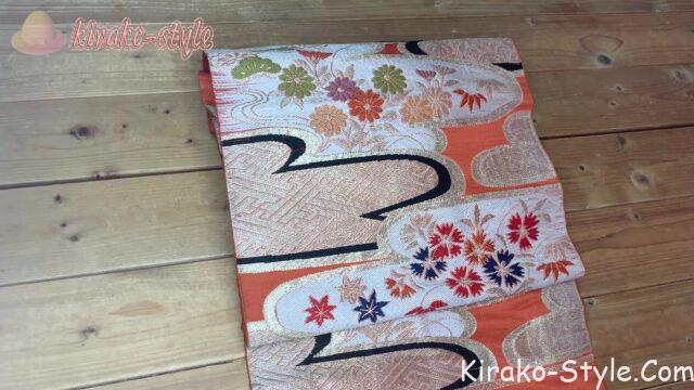 着物リメイク　帯地からお財布　羽織紐ループ