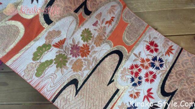 着物リメイク　帯地からお財布　羽織紐ループ