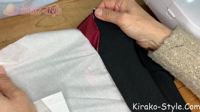喪服の黒 茜色の羽織の紬 着物リメイク スヌード 3重巻き