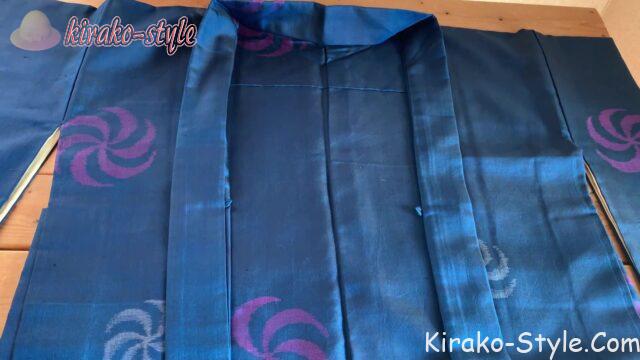 羽織　切らない解かない　着物リメイク　紬　紺色