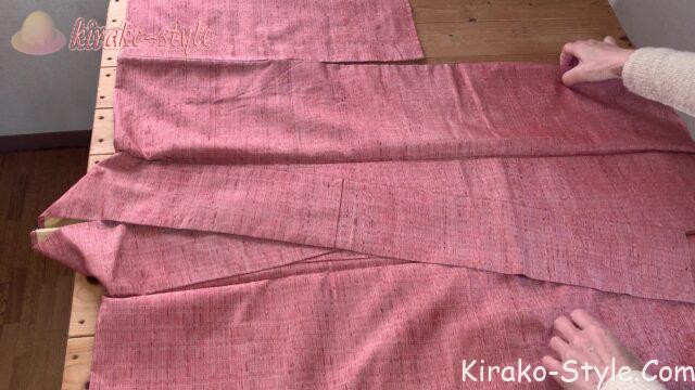 紬の着物　長着　着物リメイク　ひざ掛け　切らない断たない　ブランケット