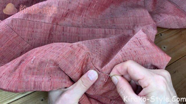 紬の着物　長着　着物リメイク　ひざ掛け　切らない断たない　ブランケット