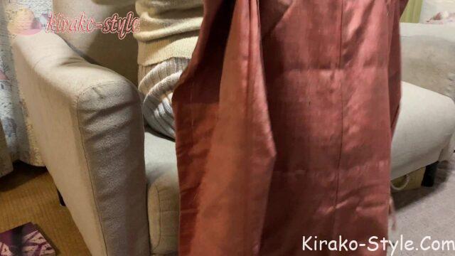 紬の着物　長着　着物リメイク　ひざ掛け　切らない断たない　ブランケット