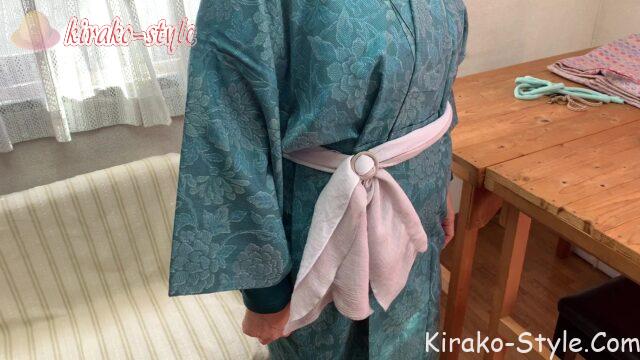 切らない　着物リメイク　紬　揚げ　あげ　ホームウェア　ガウン