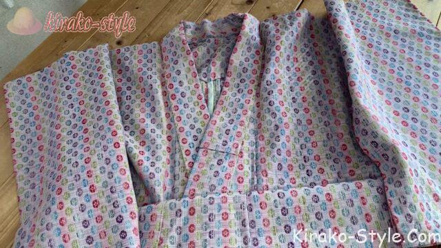 切らない　着物リメイク　揚げ　あげ　ホームウェア　ガウン　ウール