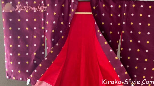 切らない　着物リメイク　揚げ　あげ　ホームウェア　ガウン　銘仙