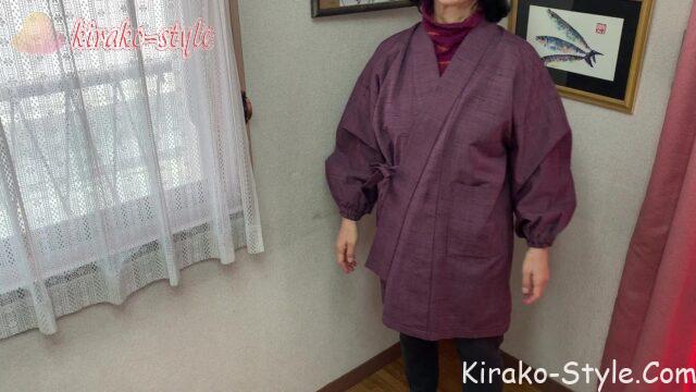 ウール着物　着物リメイク　暮らし着　ぬくもり家事羽織