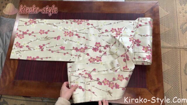 名古屋帯 全通柄 切らない 紅白梅 テーブルランナー タペストリー