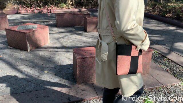 サコッシュ　着物リメイク　黒留袖　マジョリカお召　斜め掛けバッグ