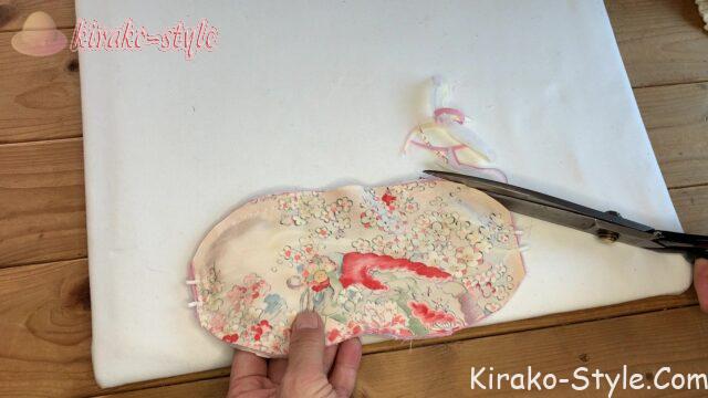 羽織　着物　リメイク　シルクアイス　絹枕カバー　ハギレ　御所車