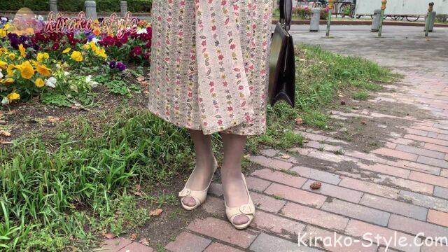 着物リメイク　羽織から　小紋柄　巻きスカート風　ラップスカート　タック　着物幅　まっすぐ縫うだけ