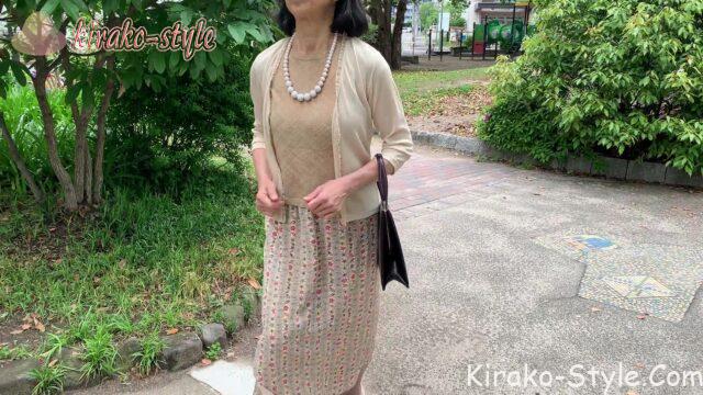 着物リメイク　羽織から　小紋柄　巻きスカート風　ラップスカート　タック　着物幅　まっすぐ縫うだけ