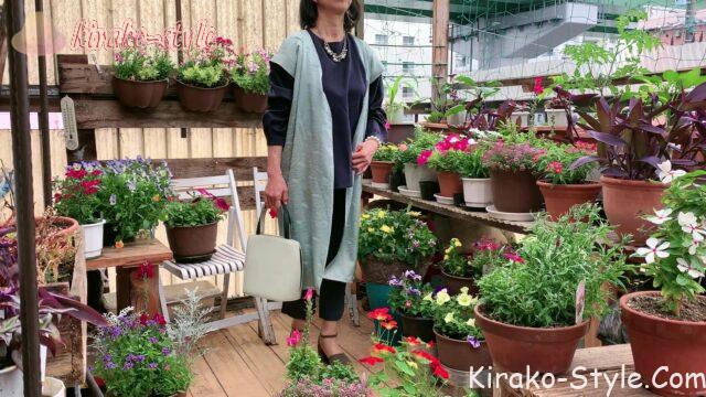 着物リメイク　色無地　地紋　若草色　ドレープ　ロングベスト　型紙なし　体形カバー　かんぬき止め　閂止め