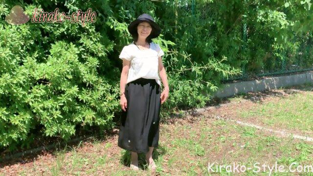 黒い絽 ギャザースカート 型紙なし 直線縫い 簡単 細見え