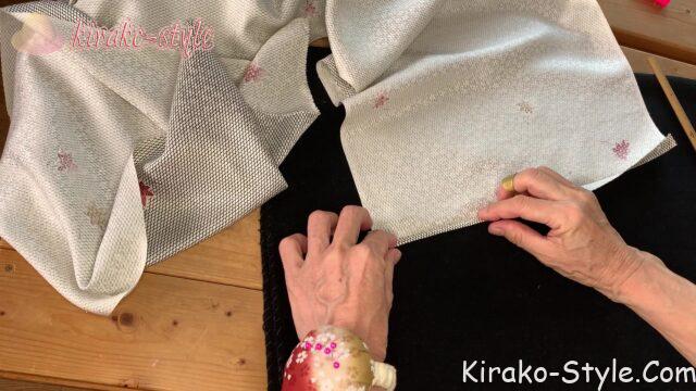 ストール　ボレロ　羽織　着物リメイク　シルク　絹　ボタンループ　クルミボタン　2way