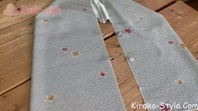 ストール　ボレロ　羽織　着物リメイク　シルク　絹　ボタンループ　クルミボタン　2way